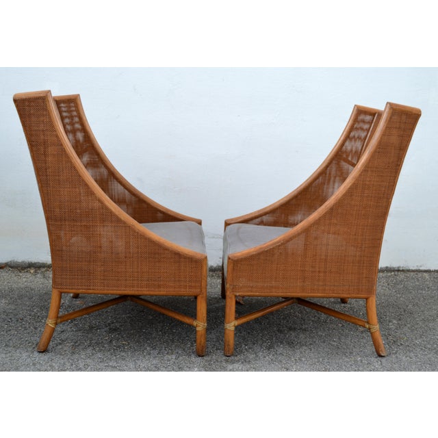 Pair, Barbara Barry McGuire Mid-Century Modern Caned Lounge Chairs Refinished For Sale - Image 15 of 16