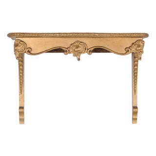 Rococo Style Wall-Mounted Console Table in Gilded Wood with Carvings, 1920s For Sale