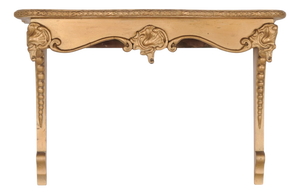 Rococo Style Wall-Mounted Console Table in Gilded Wood with Carvings, 1920s