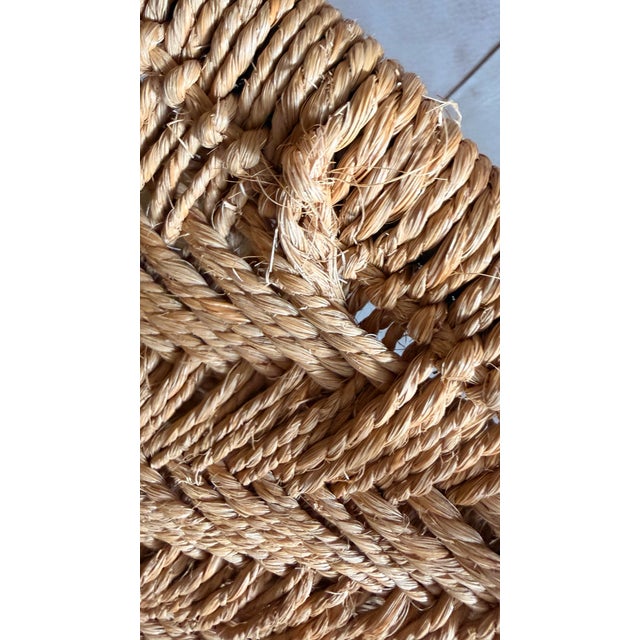 Vintage 1980’s Organic Modern Geometric Woven Rope Bench, Hand Crafted Bronze Tone Twig Legs/Stretchers Accented With Gold, Nod to Audoux-Minet For Sale - Image 11 of 12