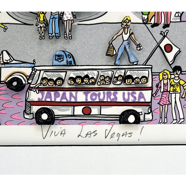 1990s Charles Fazzino, Viva Las Vegas! (Framed, Hand Signed 3d Mixed Media Serigraph) For Sale - Image 4 of 4