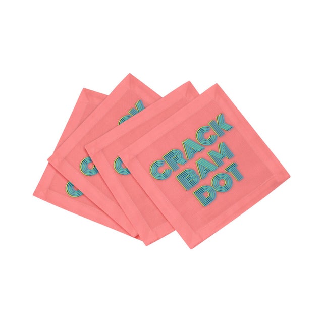 2020s Mahjong Crack Bam Dot Petal Tendril Cotton Sateen Cocktail Napkins, Set of 4 For Sale - Image 5 of 5