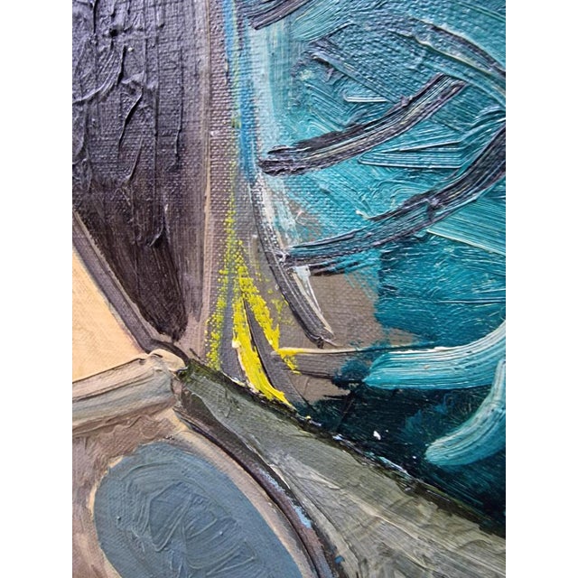 Forest Green Gianpaolo Berto, Portrait, Oil on Canvas, 1960s For Sale - Image 8 of 18