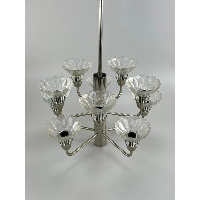 Mid-Century Space Age Chandelier in Metal & Glass, 1970s For Sale - Image 10 of 13