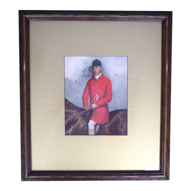 Red Coat Huntsman Watercolour by Joshua Dighton For Sale