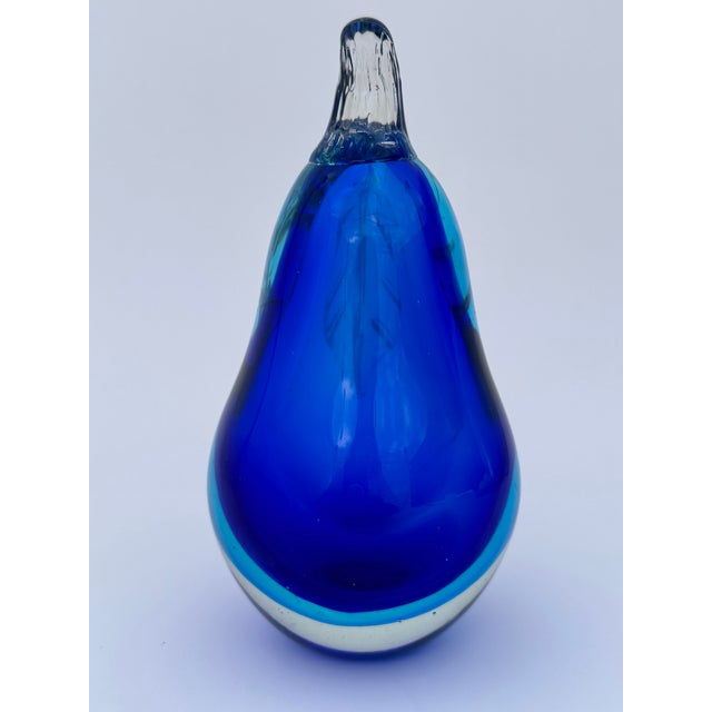 Sommerso Art Glass Pear in Shades of Blue For Sale - Image 4 of 7