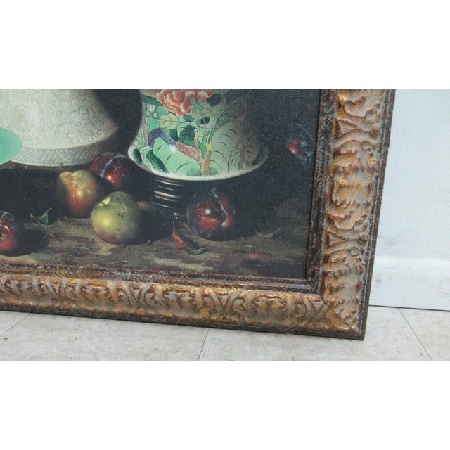 French 1980s Shadow Catchers French Regency Still Life Frame Art Print Gold Oil Painting For Sale - Image 3 of 8