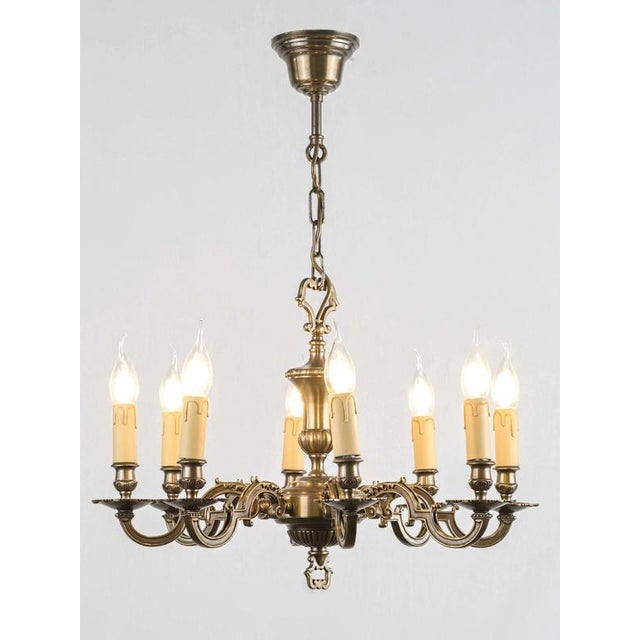 Low Brass 8-Arm Chandelier For Sale - Image 6 of 7