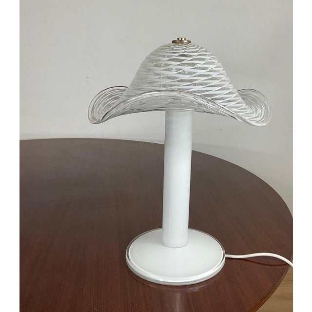 White Murano Table Lamp, 1970s For Sale - Image 3 of 14