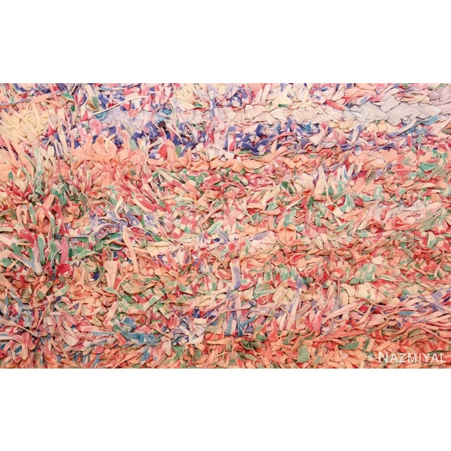 Beautiful Small Rag Texture Mid Century Vintage Moroccan Carpet, Country of Origin: Morocco, Circa Date: Mid 20th Century