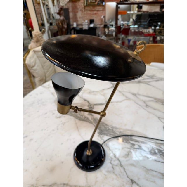 1970s Stilnovo Adjustable Desk Lamp in Black & Brass For Sale - Image 5 of 8
