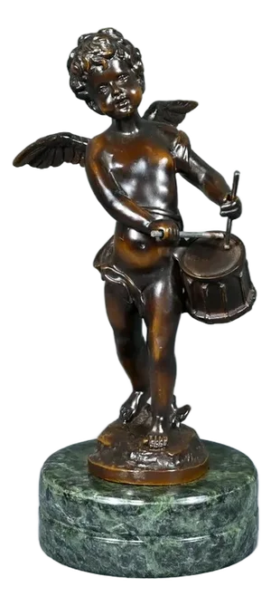 A. Moreau, Putto with Tambourine, Late 19th Century, Bronze