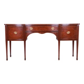 Kittinger Hepplewhite Inlaid Mahogany Serpentine Sideboard Credenza For Sale