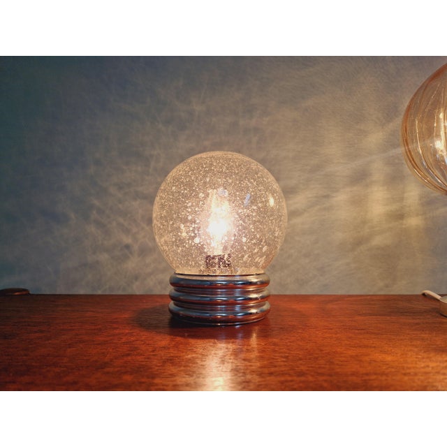 Silver Space Age Table Lamp in Bubbled Glass, 1970s For Sale - Image 8 of 11