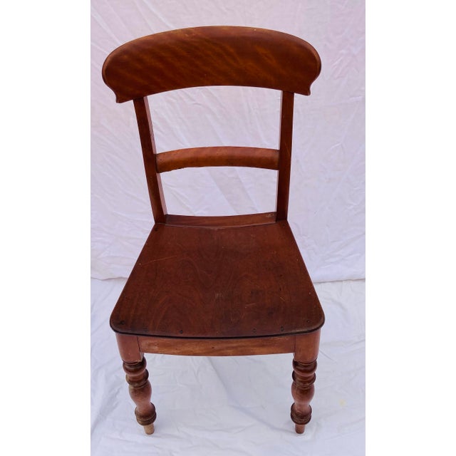 Late 1800’s Mahogany Regency breakfast side chair turned front legs curved backs