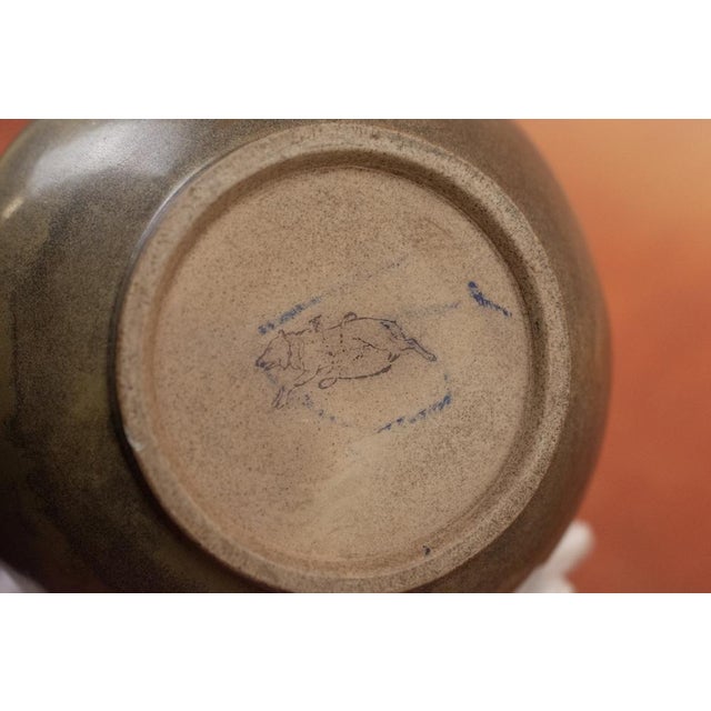 Art Nouveau Glazed Stoneware Vase with Handles and Stylized Deer in Reserve by Louis Lourioux, Foëcy, France 1910s For Sale - Image 9 of 12