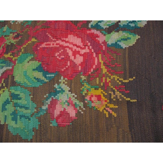 Traditional 1900s Brown Floral Medallion Hand Knotted Antique Besserabian Moldova Rug 7'1" X 7'2" Wool Carpet For Sale - Image 3 of 5