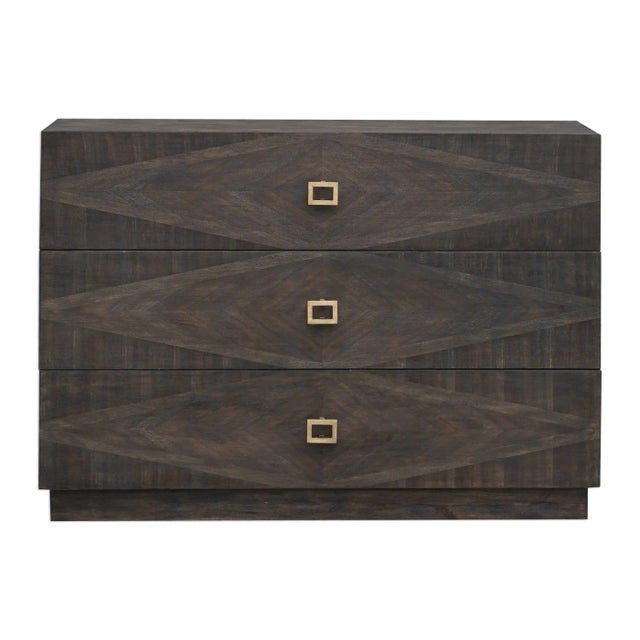 2020s Diamond Inlay - Three Drawer Chest For Sale - Image 5 of 5