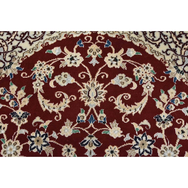 Textile Fine Nain Rug 3’4” X 4’10” Red Wool/Silk Wool Traditional Hand-Knotted Carpet For Sale - Image 7 of 12