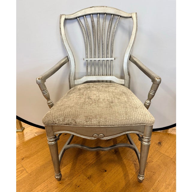 Set of 6 Habersham Silver Painted Wheat-Back Dining Chairs For Sale - Image 10 of 12