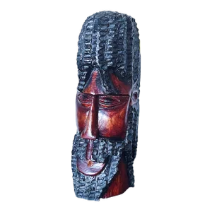 Early 20th Century Folk Art Hand-Carved Male Bust in Wood With Primitive Crude Features