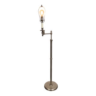 Transitional Brushed Nickel Swing Arm Floor Lamp For Sale
