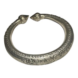 Early 20th Century Hollowed Silver Etched Bangle Bracelet by the Hill Tribes of Laos For Sale