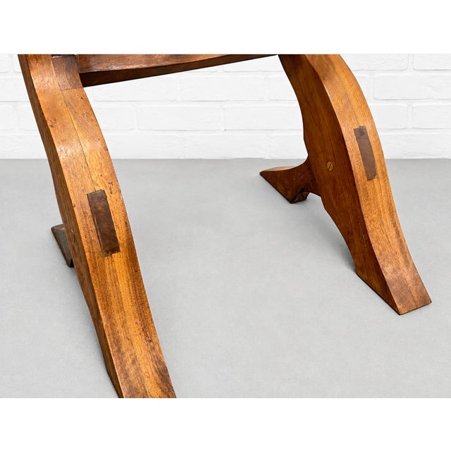 Studio Made Handcrafted Solid Walnut + Cast Iron Tractor Seat Stool / Chair For Sale - Image 9 of 10