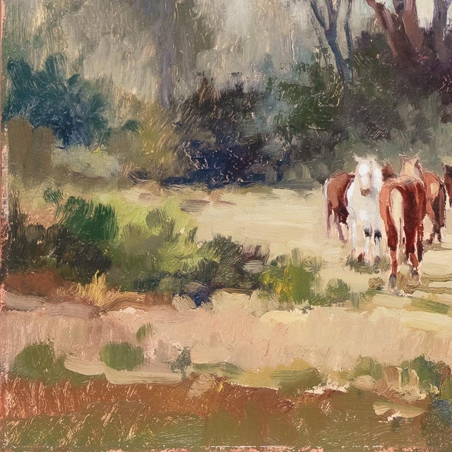 'Horses by the Eucalyptus' by Leonardo Remigante, 1973, Cuneo, Piedmont, Italian Impressionist, Equestrian For Sale In Monterey, CA - Image 6 of 10