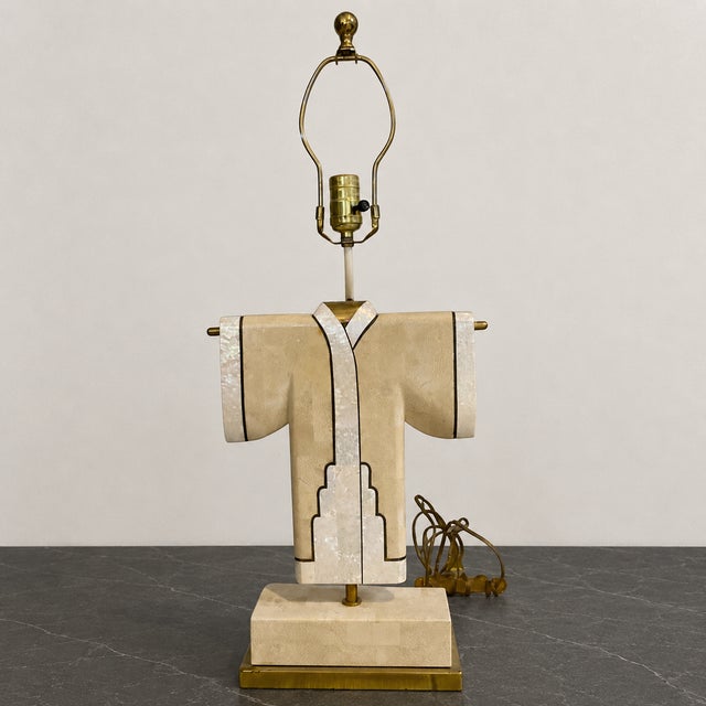 Maitland - Smith 1970s Maitland-Smith Tessellated Stone & Brass Kimono Table Lamp For Sale - Image 4 of 14