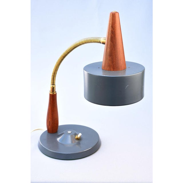 Adjustable Teak and Brass Table Lamp by Lyfa, Denmark, 1960s For Sale - Image 9 of 12
