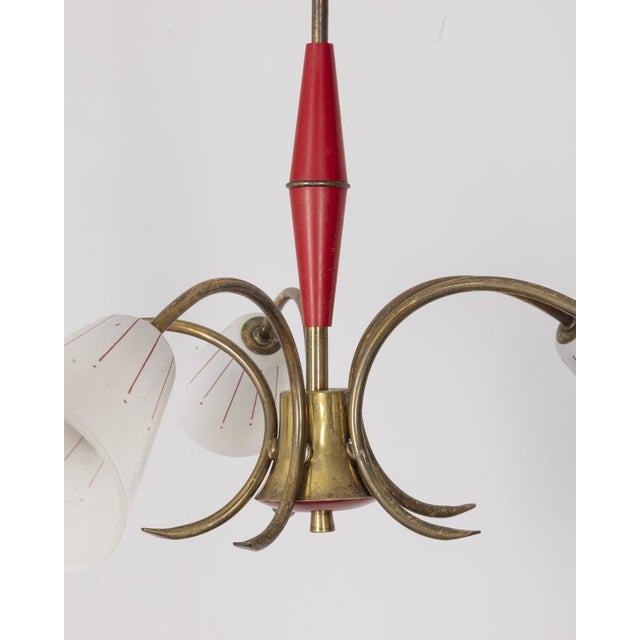 Metal Vintage Italian Pendant Light in Red Metal and Glass, 1960s For Sale - Image 7 of 9