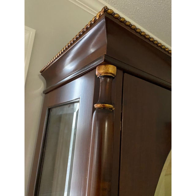1980s 1980s Luxury Caspani Tino Made in Italy Mahogany Vitrine Cabinet With 24k Gold, Silk Velvet& Beveled Glass For Sale - Image 5 of 10
