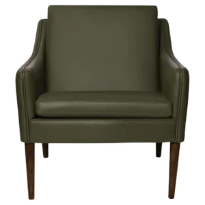 Mr. Olsen Lounge Chair in Walnut and Pickle Green Leather by Warm Nordic