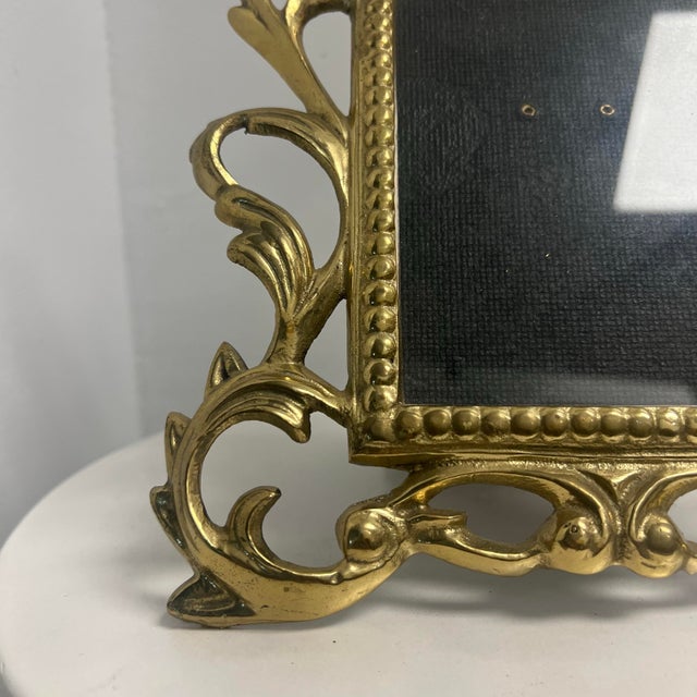 Vintage Ornate Brass Easel Back Frame For Sale - Image 4 of 4
