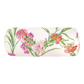 Scalamandre 21" x 7" Dianthus Bolster Pillow in Posey For Sale