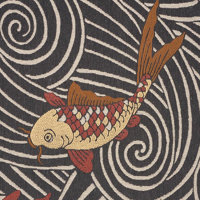Abstract SAMPLE - Schumacher Koi Fish Fabric In Midnight For Sale - Image 3 of 4