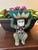 Teal Mid 20th Century Chinese Porcelain Monkey in Floral Vest Holding a Lotus Bowl For Sale - Image 8 of 12