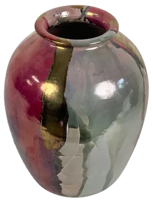 Mid-Century Italian Polychrome Enameled Ceramic Vase by Claudio Pulli, 1970s