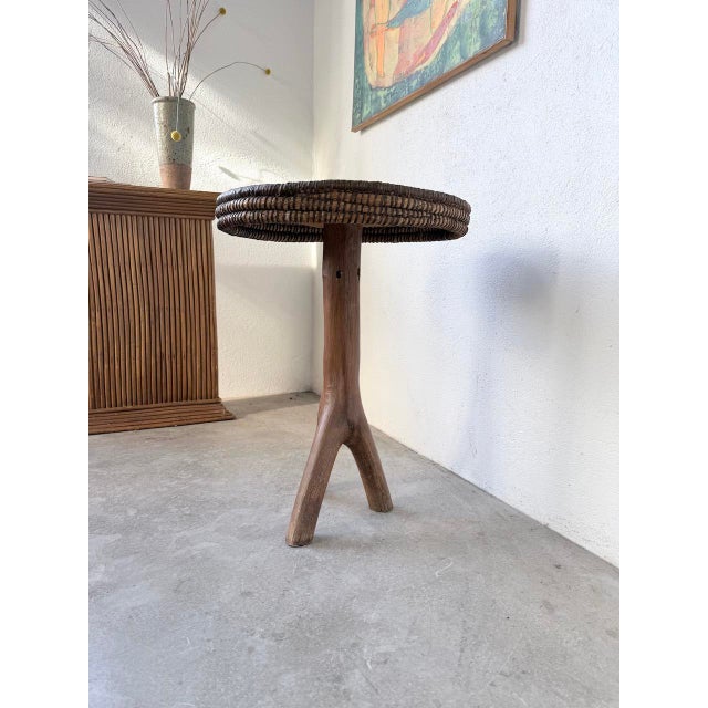 Folk Art Tripod Stand in Woven Straw, 1950s For Sale - Image 10 of 18
