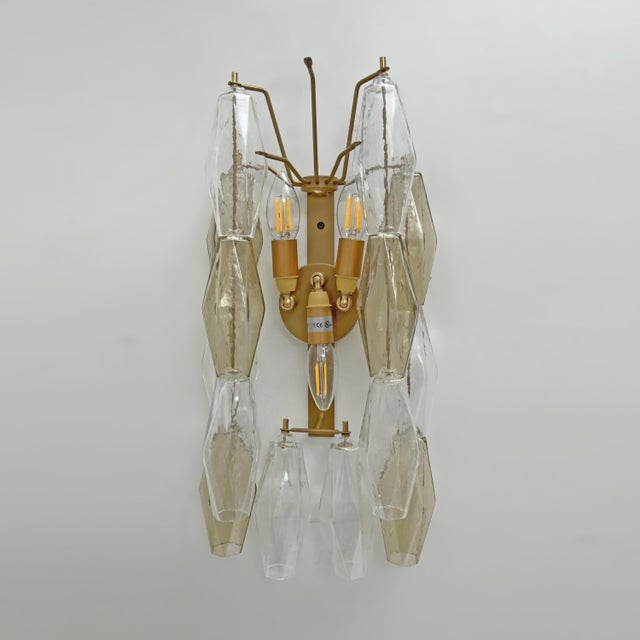 Metal Mid-Century Italian Murano Glass Poliedri Sconces, 2000s, Set of 2 For Sale - Image 7 of 10