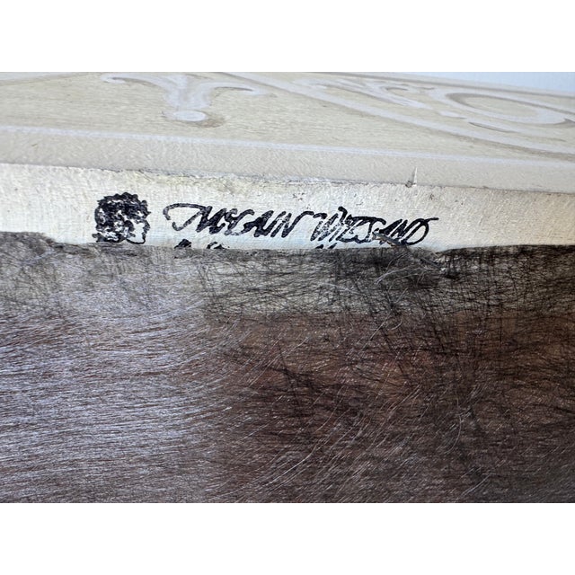 Cream Vintage Louis XVI Style Cream Upholstered Ottoman For Sale - Image 8 of 9