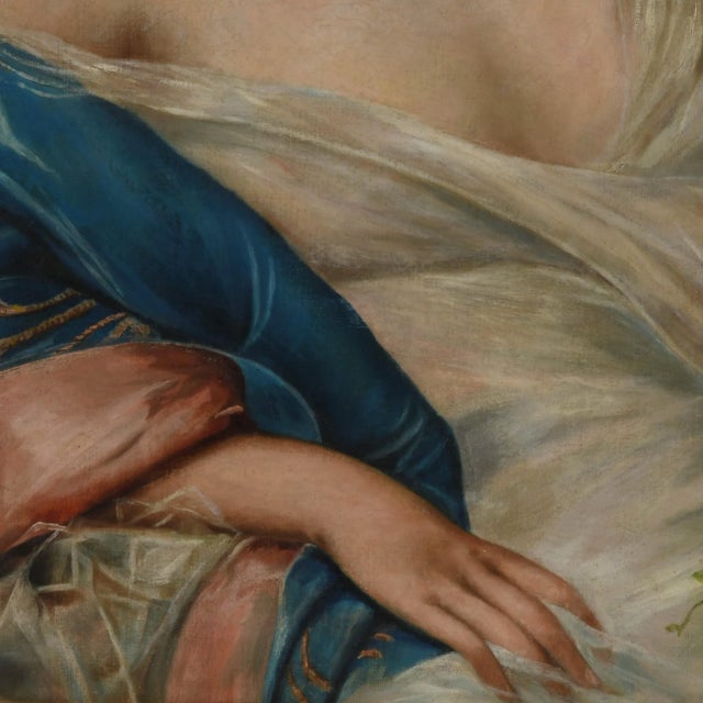 Realism Antique Framed "Leisurely Portrait" Oil on Canvas For Sale - Image 3 of 10