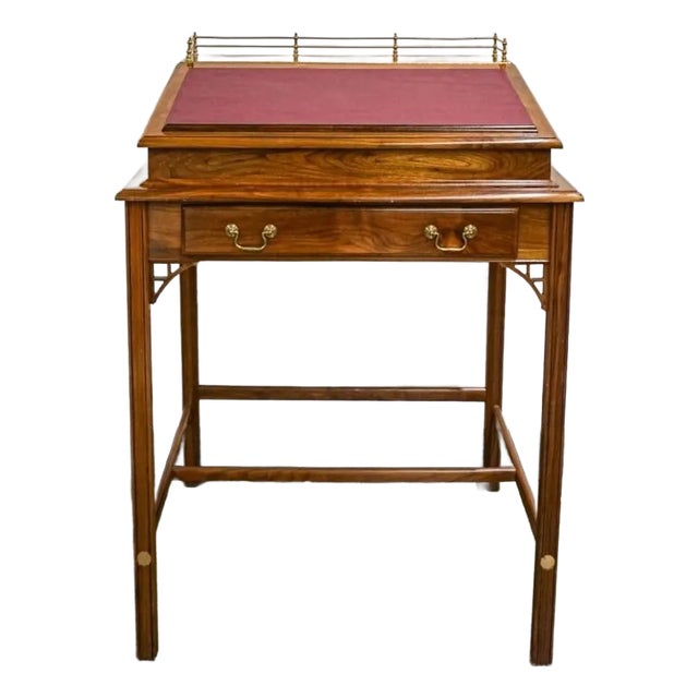 George III Style Mahogany and Tooled Leather Inset Architect Desk or Lectern For Sale