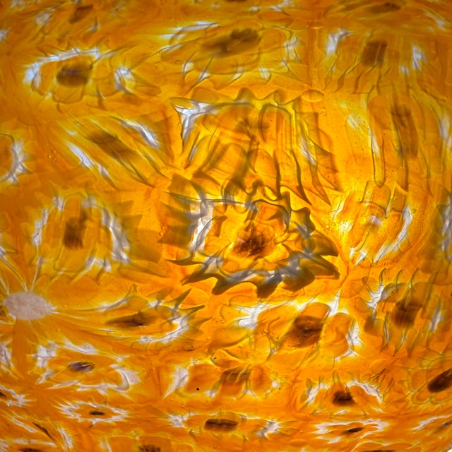 1890’s Vittorio Zecchin, Orange Mille Fiori Pendant Lamp With Lion’s Head Hardware, Likely Compagnia Venezia Murano (Cvm) For Sale - Image 4 of 6