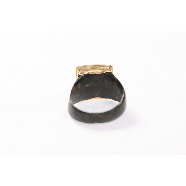 Byzantine Bronze Ring W 21k Square Accent, Size 8 For Sale - Image 10 of 12