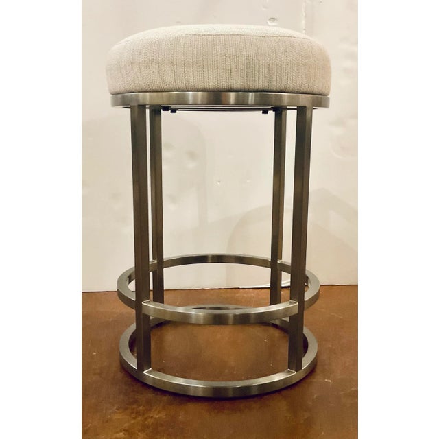 Original retail $2552, stylish Hooker Modern Satin Nickel Laurel Creek Counter Stools Set of 4, off-white performance...