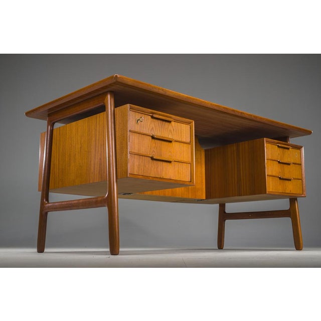 Model 75 Teak Desk by Gunni Omann for Omann Jun Furniture Factory, 1960s For Sale - Image 11 of 18