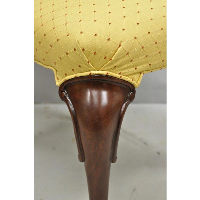 Vintage Queen Anne Style Cherry Wood Upholstered Dining Side Chairs - Set of 6 For Sale - Image 11 of 16