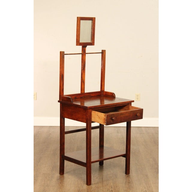 Traditional Antique Arts & Crafts Oak Shaving Stand For Sale - Image 3 of 12
